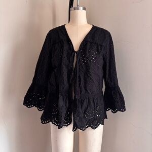Black Eyelet Women's Top